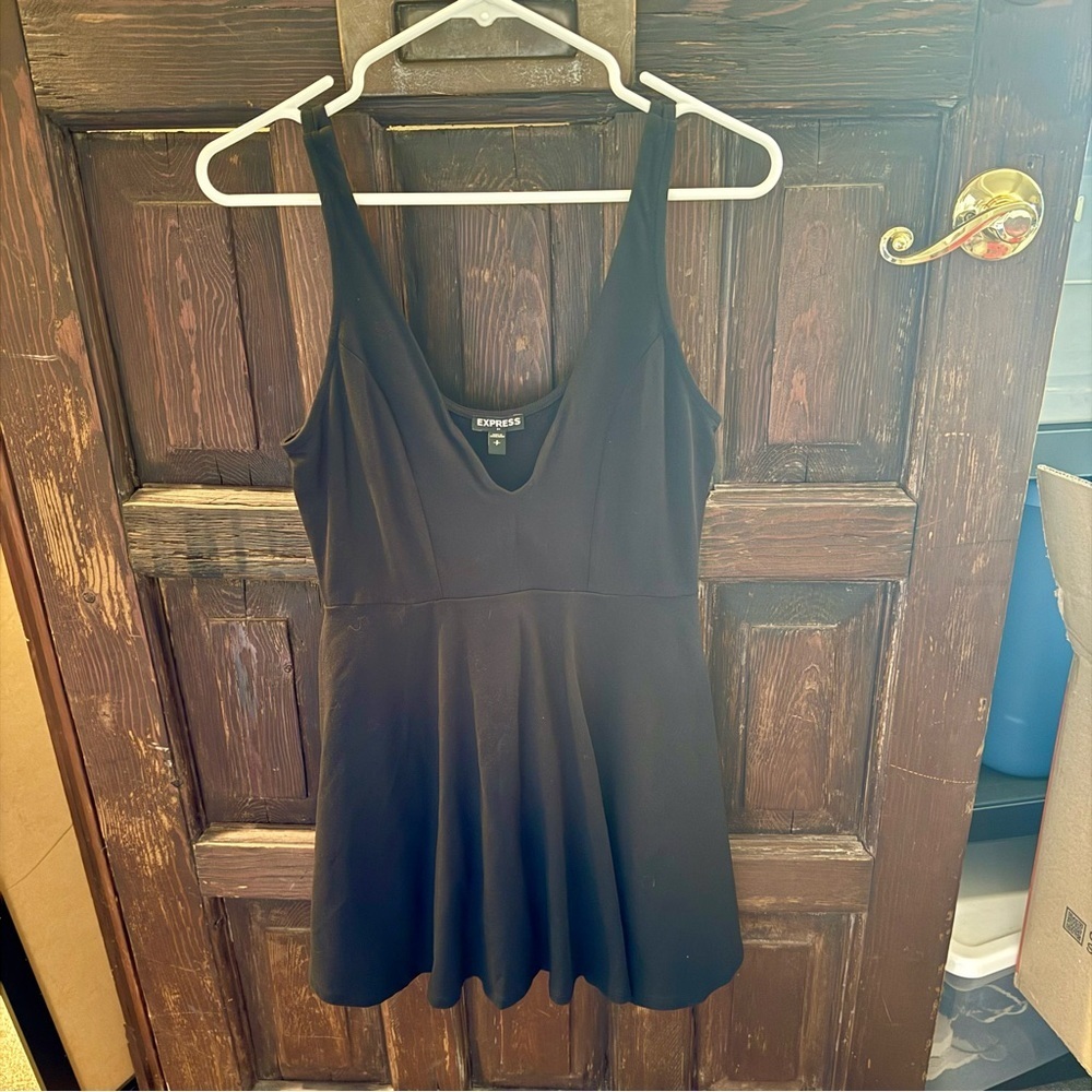 Express Black V-Neck Mini Dress with Shorts
